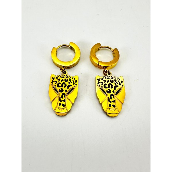 Gold Jaguar Detaylı Küpe